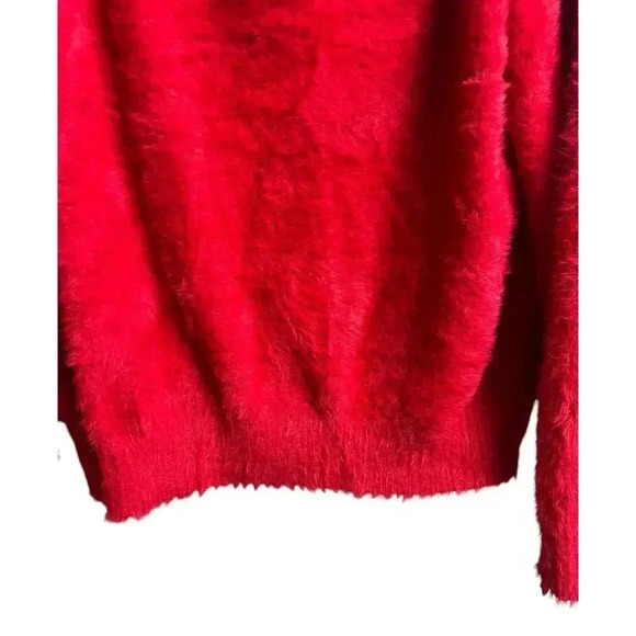 Victoria's Secret Fuzzy Sweater Red Pullover Top Rib Trim Long Sleeves Medium - Picture 6 of 9